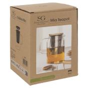 Théière Transparente Design 90 cl avec Filtre Inox et Couvercle Bambou