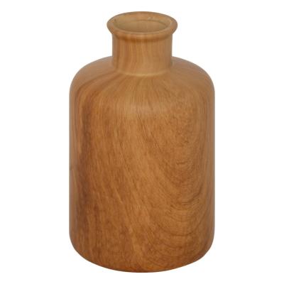 Vase Décoratif Effet Bois - Céramique Marron - H.17,5 x Ø 11 cm