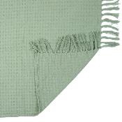 Jeté de Canapé Vert Amande Gaufre Coton 130 x 160 cm