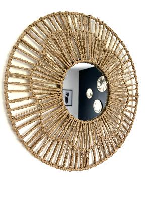 Miroir Fleur Rond Corde Naturelle Ø 50 cm 