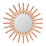 Miroir Soleil Rond Bambou Naturel Terracotta Rouge Ø 28 cm  