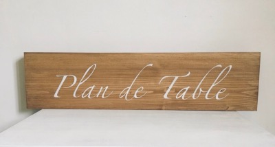 Pancarte "Plan de Table" Bois - Mariage Champêtre - 60 x 15 cm