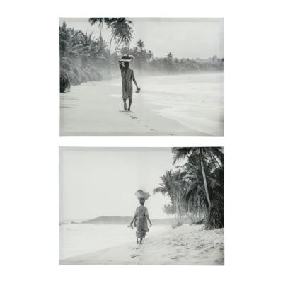 Toile Plage Afrique Photo Noir & Blanc 50 x 70 cm 