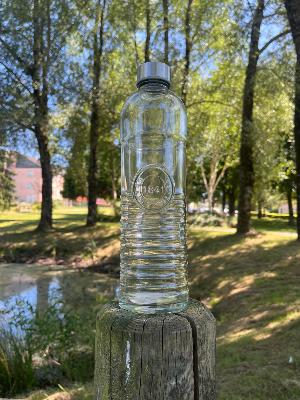 Bouteille Verre Transparent 1L avec Bouchon Inox Carafe à Eau 1841