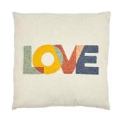 Coussin Bouclette Beige Bonheur Amour Love Multi Couleurs 40 x 40 cm 
