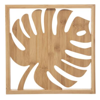 Déco Murale Feuille Monstera Bambou Naturel 28 x 28 cm