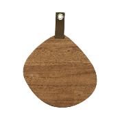 Miroir Organique en Bois Foncé Anse Cuir Marron 20 x 25 cm 
