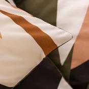 Parure de Lit Réversible 220x240 cm – Motifs Abstraits Vert Kaki, Blanc, Rose & Ocre