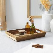 Plateau à Poignées Bois d'Acacia Biseauté 33 x 23 x 5 cm 