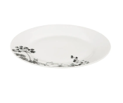 Service 18 pièces Assiettes Blanches Fleurs Champêtres Noires 