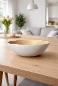 Saladier en Bambou Naturel et Blanc Ø 29,5 cm – Grand Saladier Design Moderne