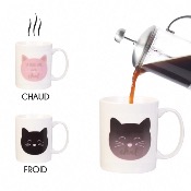 Mug Chat Magique Noir Rose 35 cl Céramique Blanche