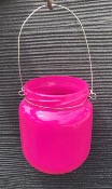 2 Photophores Rose/Bleu Fluo Verre Rond avec Anse 