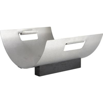 Porte-Bûches en Acier Brossé Demi-Lune Contemporain