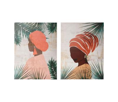 Toile Portrait Femme Créole Feuilles de Palmier 80 x 60 cm