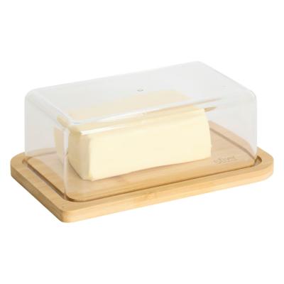 Beurrier Tendance Bambou Naturel Couvercle Transparent 