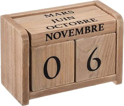 Calendrier Perpétuel Bois Colonial L.11 cm 