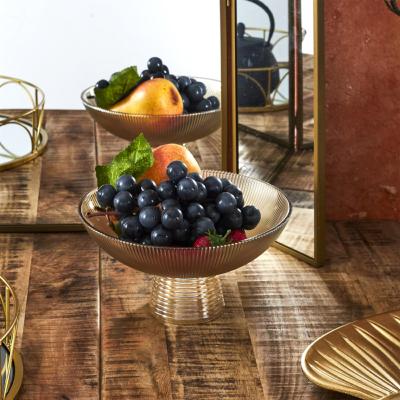 Coupe Décorative en Verre Ambré sur Pied – Ø 22 x H.11 cm