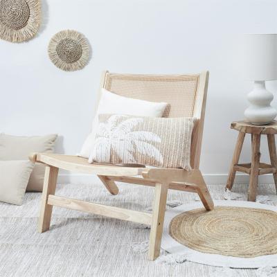 Coussin Rectangulaire Palmier Blanc & Beige Déco Bohème Naturelle 30 x 50 cm