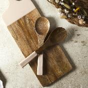 Couverts à Salade en Bois de Manguier Résine Beige 30 cm