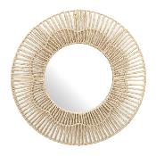 Miroir Fleur Rond Corde Naturelle Ø 50 cm 