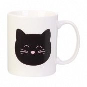 Mug Chat Magique Noir Rose 35 cl Céramique Blanche