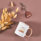 Mug & Porte-Clés - Rose, Orange & Vert - Formidable, Cœur ou Soleil