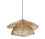 Suspension Double Aérienne - Corde Naturelle & Métal Noir Ø 50 cm x H 25,5 cm