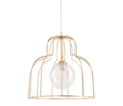 Suspension Métal Filaire Doré Reflets Rose Gold ALOUETTE Boule Verre H.25 x Ø 25 cm 