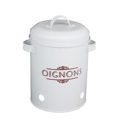 Boîte Oignons Conservation Métal Blanc 3.3 L