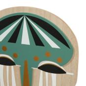 Masque Bois Ethnique Vert Blanc Doré H.30 cm 