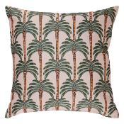 Housse de Coussin Extérieur Palmier Vert Fond Beige Uni 40 x 40 cm 