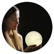 Lampe Lune Tactile avec Support en Bois Ø 15 cm Veilleuse 3D