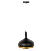 Suspension Cloche Noir Mat Cercle Doré Ø 30 cm Rétro Chic