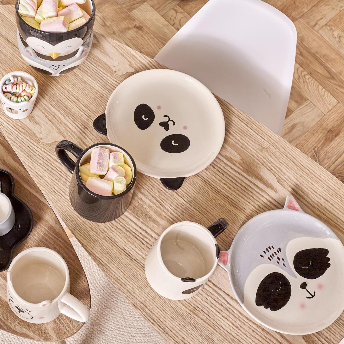 Assiette enfant Panda blanc et noir en Céramique