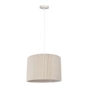 Suspension Plissée en Lin Beige Écru Métal Blanc Ø 33 cm