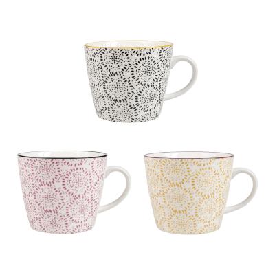 Tasse à Thé Ethnique Jaune Noir Violet 33cl Porcelaine JOY