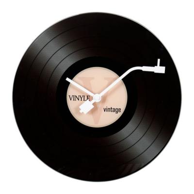 Horloge Vinyle Verre Noir Ø 30 cm Vintage