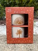 Coffret de 2 Mugs Beige & Terracotta 36 cl – Palmier / Soleil - Design Bohème