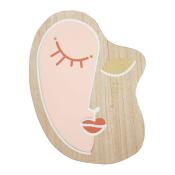 Déco ARTY Murale Rose Doré Visage Peint sur Bois H.40 cm 