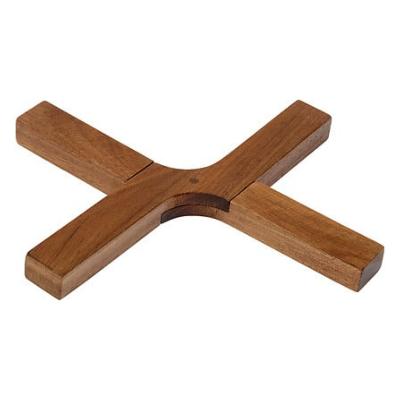 Dessous de Plat Pliable en Bois d’Acacia – Forme Croix – 21 x 21 cm 