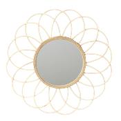 Grand Miroir Rosace en Rotin Naturel Ø 56 cm 