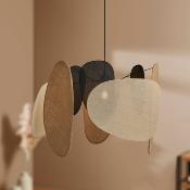 Suspension Screen Beige Lin Noir &  Marron Ø 70 cm ALMERIA