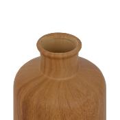 Vase Décoratif Effet Bois - Céramique Marron - H.17,5 x Ø 11 cm