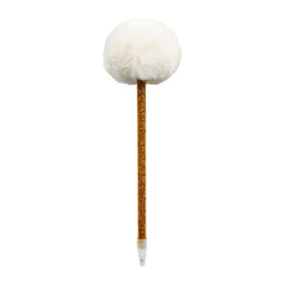 Crayon à Papier Doré Pompon Blanc Tout Doux H.20,5 cm
