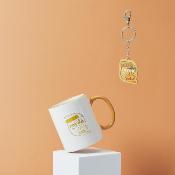 Mug & Porte-Clés - Rose, Orange & Vert - Formidable, Cœur ou Soleil