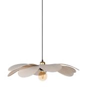 Suspension Fleur de Lin Écru Naturel Cordon Doré Margaux Ø 60 cm 