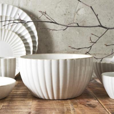 Saladier VLORA Grès Beige Marron Côtelé Ø 23,5 cm H.12 cm