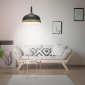 Suspension Cloche Noir Mat Cercle Doré Ø 30 cm Rétro Chic