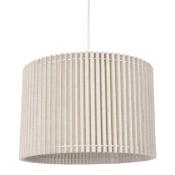 Suspension Plissée en Lin Beige Écru Métal Blanc Ø 33 cm